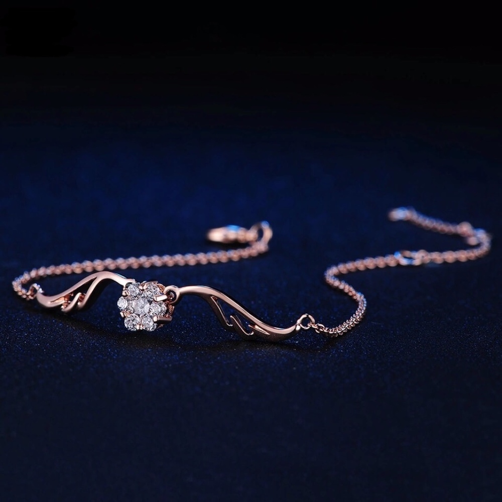 'Wings' Rose Gold Simulated Diamonds Bracelet - Picture 4 of 8